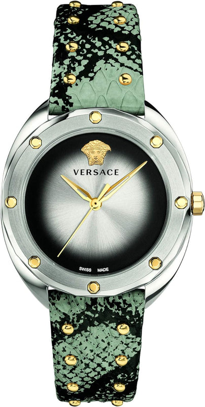 Versace Shadov Quartz Silver Dial Snakeskin Green Leather Strap Watch for Women - VEBM00718 Buy Now By Versace