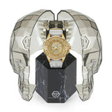 Philipp Plein The Skull Gold Dial White Silicone Strap Watch for Men - PWAAA1221 Authentic Buy Shop Now