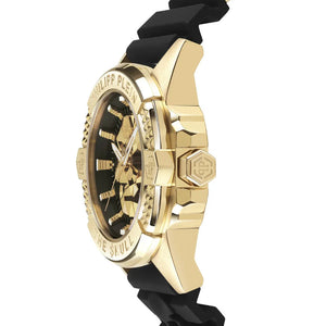 Philipp Plein The Skull Gold Dial Black Silicone Strap Watch for Men - PWAAA0221 Authentic Buy Shop Now