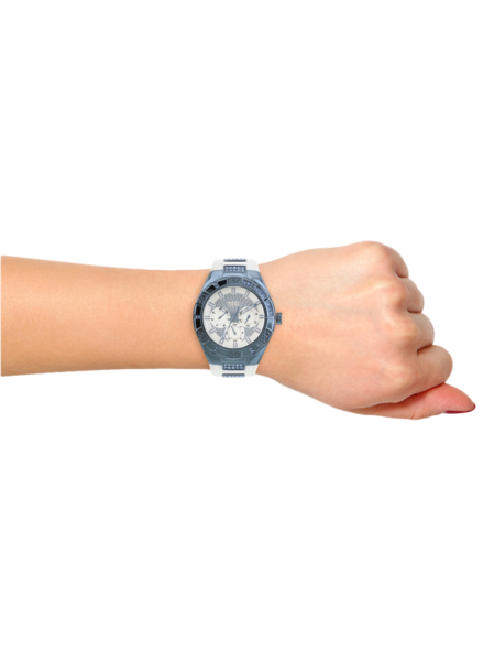 Guess Luna Diamonds White Dial White Rubber Strap Watch for Women - W0653L2 Buy Now By Guess