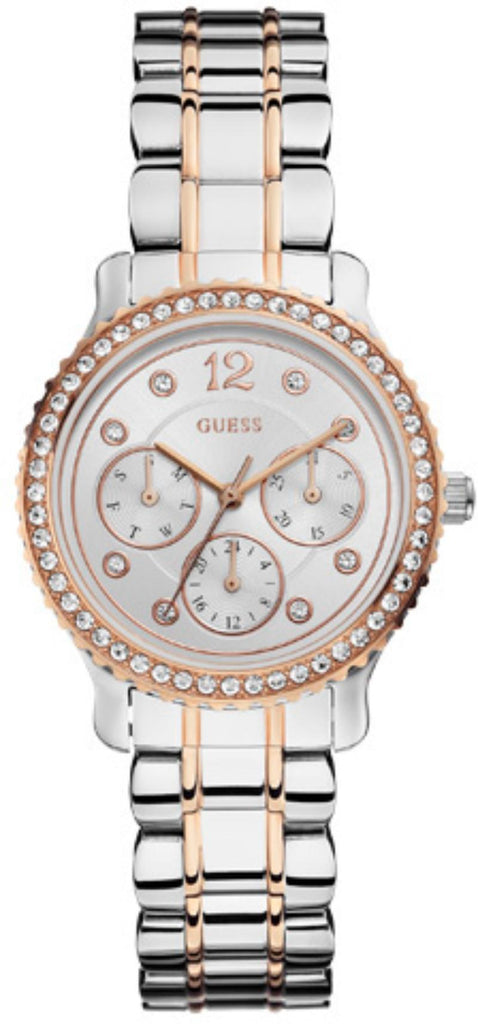 Guess Enchanting Diamonds Silver Dial Two Tone Steel Strap Watch for Women - W0305L3 Buy Now By Guess
