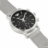 Emporio Armani Luigi Black Dial Silver Mesh Bracelet Watch For Men - AR8032 Buy Now By Emporio Armani