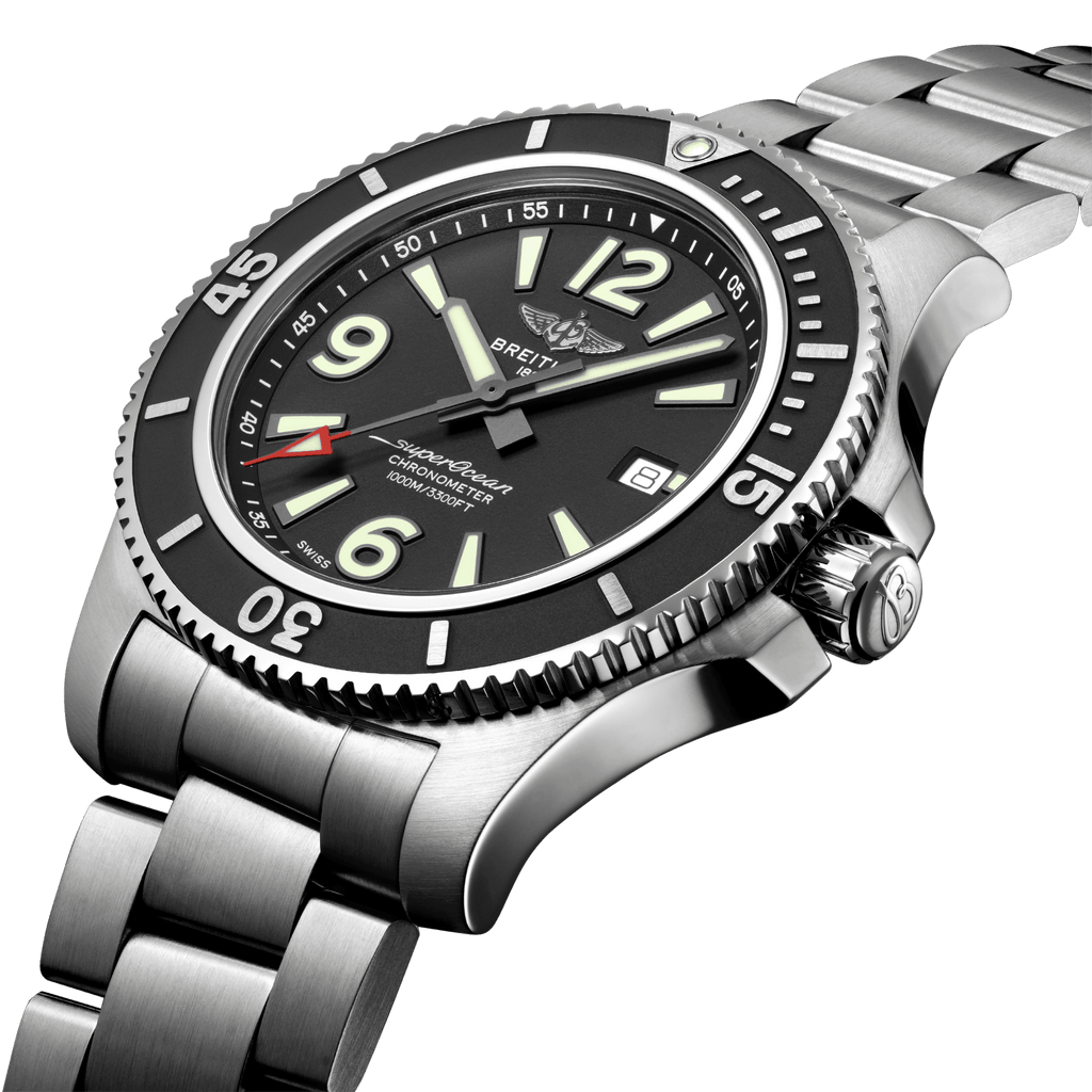 Breitling Superocean Automatic 44mm Black Dial Silver Steel Strap Watch for Men - A17367D71B1A1 Buy Now By Breitling