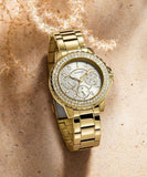 Guess Crown Jewel Diamonds White Dial Gold Steel Strap Watch for Women - GW0410L2 Buy Now By Guess