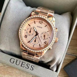 Guess Mini Spectrum Quartz Rose Gold Dial Rose Gold Steel Strap Watch For Women - W0122L3 Buy Now By Guess