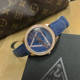 Guess Little Flirt Quartz Blue Dial Blue Leather Strap Watch For Women - W0456L6 Buy Now By Guess