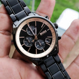 Hugo Boss Grand Prix Black Dial Black Steel Strap Watch for Men - 1513578 Buy Now By Hugo Boss