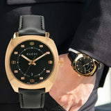 Gucci GG2570 Quartz Black Dial Black Leather Strap Watch For Women - YA142407 Buy Now By Gucci