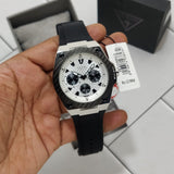 Guess Legacy White Dial Black Rubber Strap Watch For Men - W1049G3 Buy Now By Guess