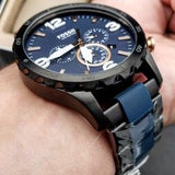 Fossil Nate Chronograph Blue Dial Two Tone Steel Strap Watch for Men - JR1494 Buy Now By Fossil