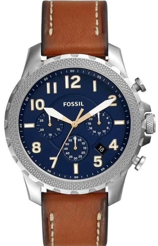 Fossil Nate Chronograph Navy Blue Dial Brown Leather Strap Watch for Men - JR1504 Buy Now By Fossil