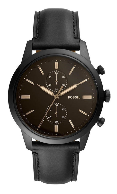Fossil Goodwin Chronograph Black Dial Black Leather Strap Watch for Men - FS5585 Buy Now By Fossil