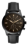 Fossil Goodwin Chronograph Black Dial Black Leather Strap Watch for Men - FS5585 Buy Now By Fossil