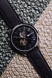 Tommy Hilfiger Spencer Skeleton Black Dial Black Leather Strap Watch for Men - 1791641 Buy Now By Tommy Hilfiger