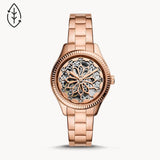Fossil Rye Automatic Skeleton Rose Gold Dial Rose Gold Steel Strap Watch for Women - BQ3754 Buy Now By Fossil