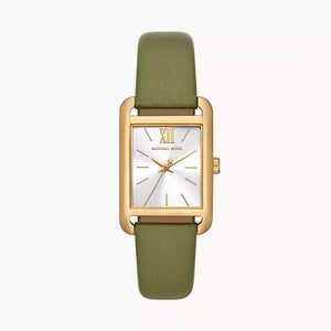 Michael Kors Monroe Three-Hand Silver Dial Green Leather Strap Watch for Women - MKO1028 Buy Now By Michael Kors