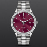 Tudor Style Automatic Burgundy Red Dial Silver Steel Strap Watch for Men - M12710-0015 Buy Now By Tudor