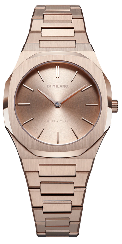 D1 Milano Ultra Thin Rose Gold Dial Rose Gold Steel Strap Watch for Women - D1-UTBL04 Authentic Buy Shop Now