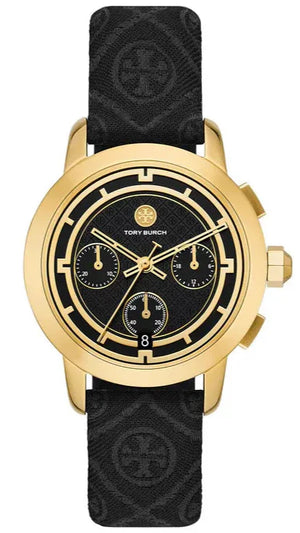 Tory Burch The Tory Chronograph Black Dial Black Leather Strap Watch for Women - TBW1055 Buy Now By Tory Burch