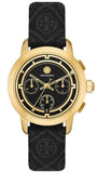 Tory Burch The Tory Chronograph Black Dial Black Leather Strap Watch for Women - TBW1055 Buy Now By Tory Burch