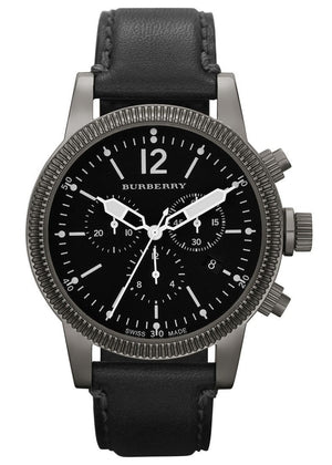 Burberry Utilitarian Chronograph Black Dial Black Leather Strap Watch for Men - BU7813 Authentic Buy Shop Now