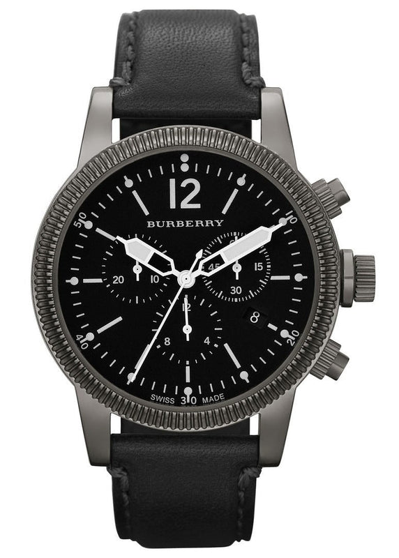 Burberry Utilitarian Chronograph Black Dial Black Leather Strap Watch for Men - BU7813 Authentic Buy Shop Now
