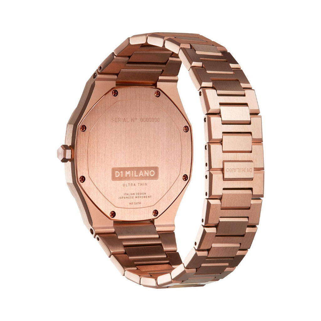 D1 Milano Ultra Thin Marble Dial Rose Gold Steel Strap Watch for Women - D1-UTBL14 Authentic Buy Shop Now