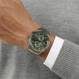 Hugo Boss Grand Prix Chronograph Green Dial Gunmetal Grey Steel Strap Watch for Men - 1514228 Buy Now By Hugo Boss