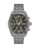 Hugo Boss Skytraveller Chronograph Gunmetal Grey Dial Grey Steel Strap Watch for Men - 1514153 Buy Now By Hugo Boss