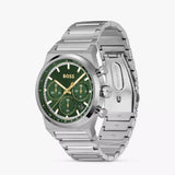 Hugo Boss Candor Chronograph Green Dial Silver Steel Strap Watch for Men - 1514220 Authentic Buy Shop Now