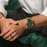Hugo Boss Troper Chronograph Green Dial Two Tone Steel Strap Watch for Men - 1514154 Authentic Buy Shop Now