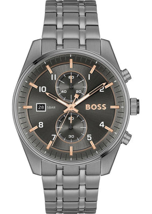 Hugo Boss Skytraveller Chronograph Gunmetal Grey Dial Grey Steel Strap Watch for Men - 1514153 Buy Now By Hugo Boss