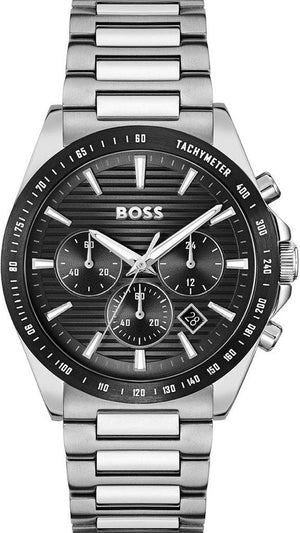 Hugo Boss Strike Chronograph Black Dial Silver Steel Strap Watch for Men - 1514290 Buy Now By Hugo Boss