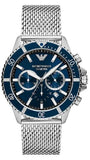 Emporio Armani Diver Chronograph Blue Dial Silver Mesh Strap Watch for Men - AR11587