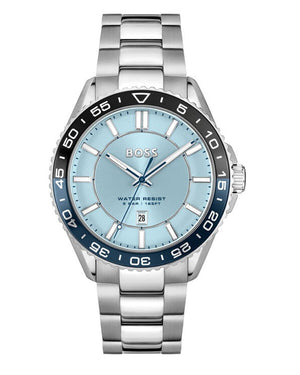 Hugo Boss Runner 3H Light Blue Dial Silver Steel Strap Watch for Men - 1514207 Buy Now By Hugo Boss