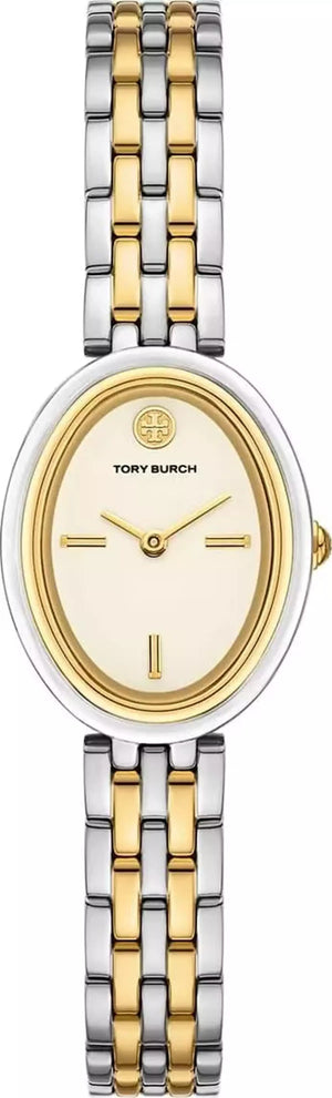 Tory Burch Oval White Dial Two Tone Steel Strap Watch for Women - TBW6033 Buy Now By Tory Burch