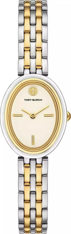 Tory Burch Oval White Dial Two Tone Steel Strap Watch for Women - TBW6033 Buy Now By Tory Burch