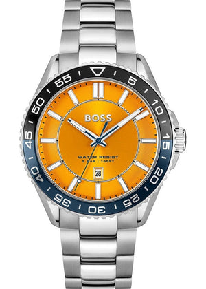 Hugo Boss Runner 3H Orange Dial Silver Steel Strap Watch for Men - 1514206 Buy Now By Hugo Boss