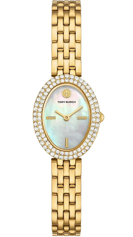 Tory Burch Oval Mother of Pearl Dial Gold Steel Strap Watch for Women - TBW6034 Buy Now By Tory Burch