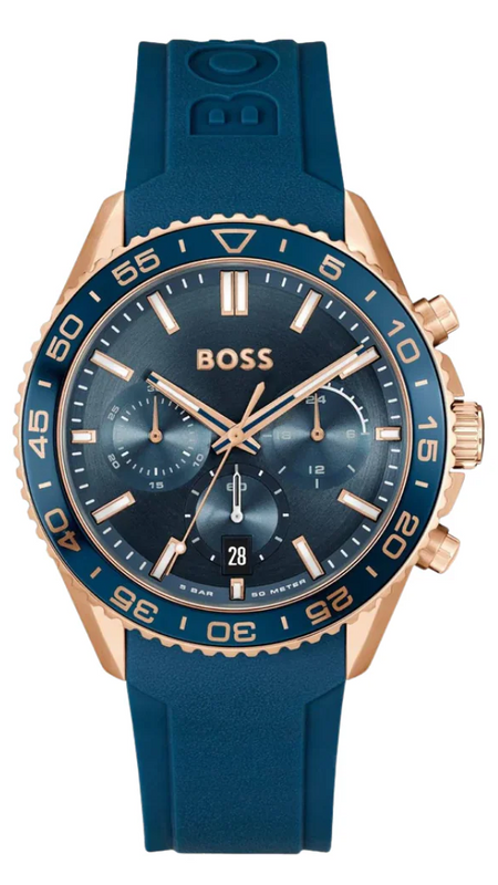 Hugo Boss Runner Chronograph Blue Dial Blue Silicone Strap Watch for Men - 1514169 Buy Now By Hugo Boss