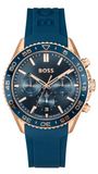 Hugo Boss Runner Chronograph Blue Dial Blue Silicone Strap Watch for Men - 1514169