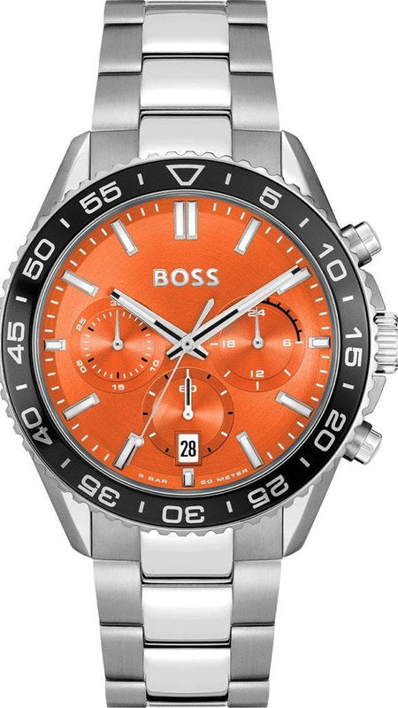 Hugo Boss Runner Chronograph Orange Dial Silver Steel Strap Watch for Men - 1514162 Buy Now By Hugo Boss