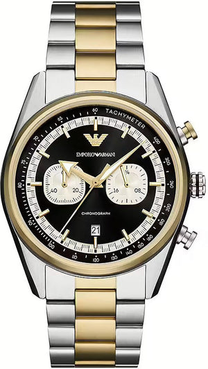 Emporio Armani Racer Chronograph Black Dial Two Tone Steel Strap Watch for Men - AR11678 Buy Now By Emporio Armani