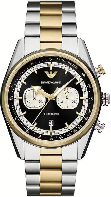 Emporio Armani Racer Chronograph Black Dial Two Tone Steel Strap Watch for Men - AR11678 Buy Now By Emporio Armani