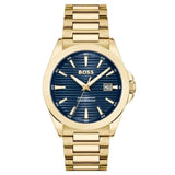 Hugo Boss Strike Blue Dial Gold Steel Strap Watch for Men - 1514172 Buy Now By Hugo Boss