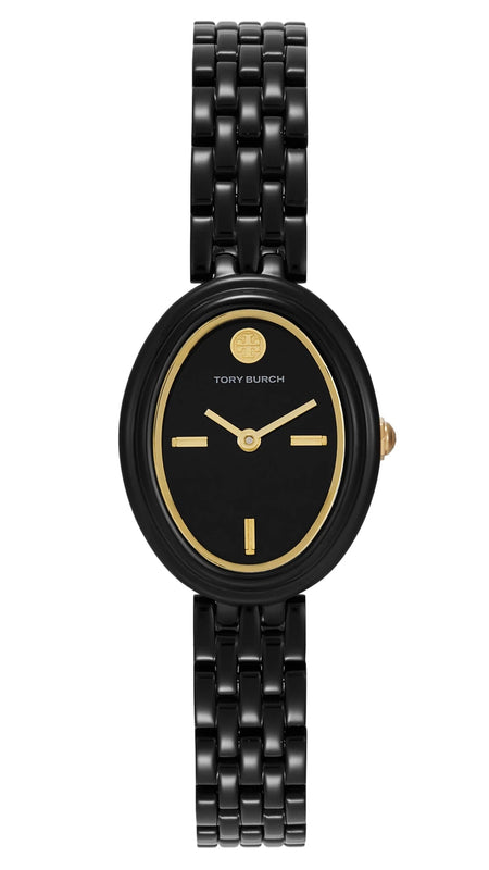 Tory Burch Oval Black Dial Black Steel Strap Watch for Women - TBW6035 Buy Now By Tory Burch