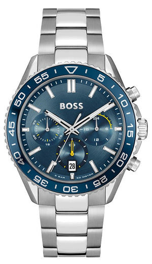 Hugo Boss Runner Chronograph Blue Dial Silver Steel Strap Watch for Men - 1514143 Buy Now By Hugo Boss