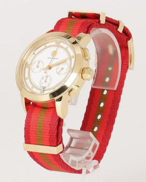 Tory Burch The Tory Chronograph White Dial Tri Tone NATO Strap Watch for Women - TBW1036 Buy Now By Tory Burch