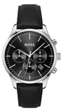 Hugo Boss Avery Chronograph Black Dial Black Leather Strap Watch for Men - 1514211 Buy Now By Hugo Boss