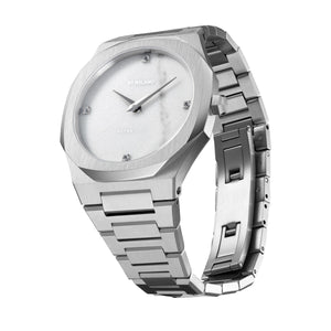 D1 Milano Ultra Thin Marble White Dial Silver Steel Strap Watch for Women - D1-UTBL13 Authentic Buy Shop Now